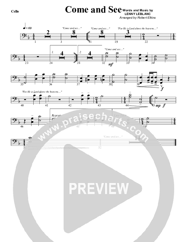 Come And See Cello (G3 Worship)