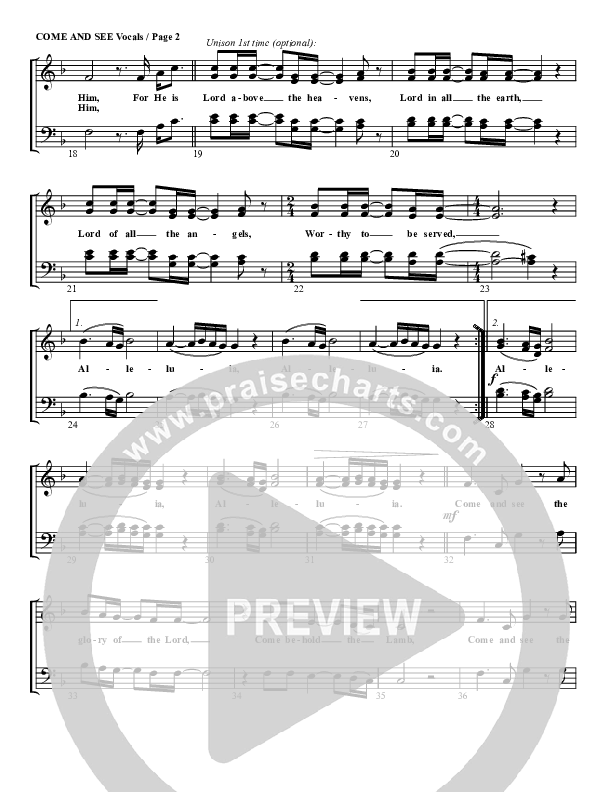 Come And See Choir Sheet (G3 Worship)