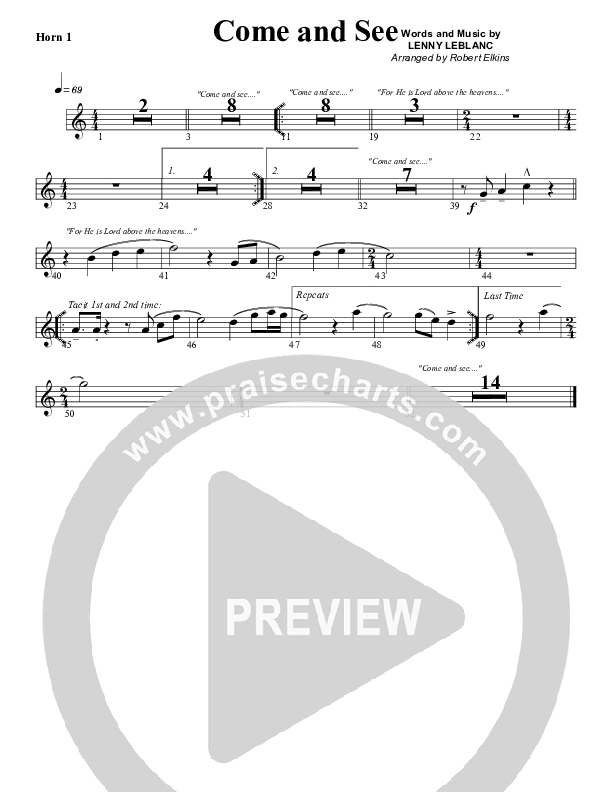 Come And See French Horn 1 (G3 Worship)