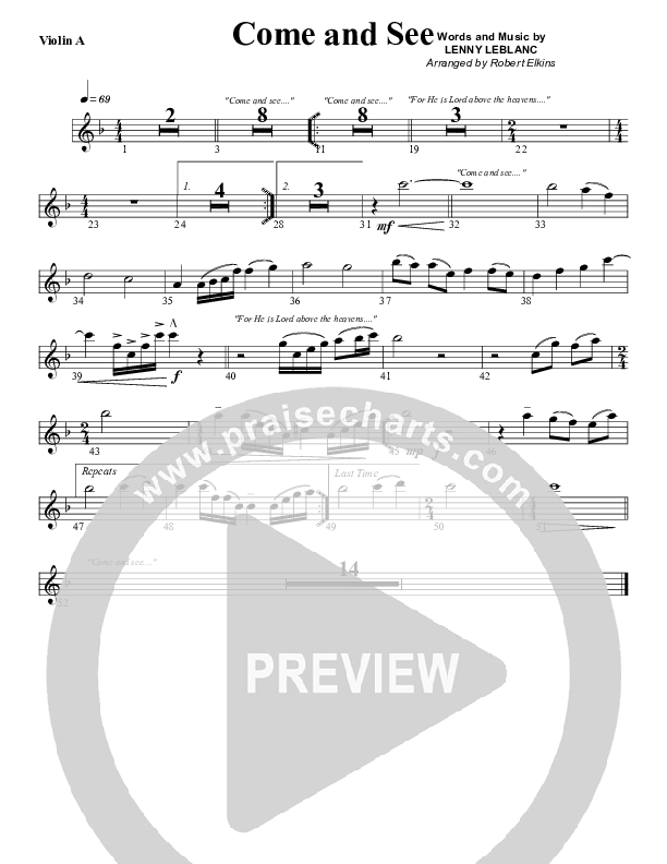 Come And See Violin 1 (G3 Worship)