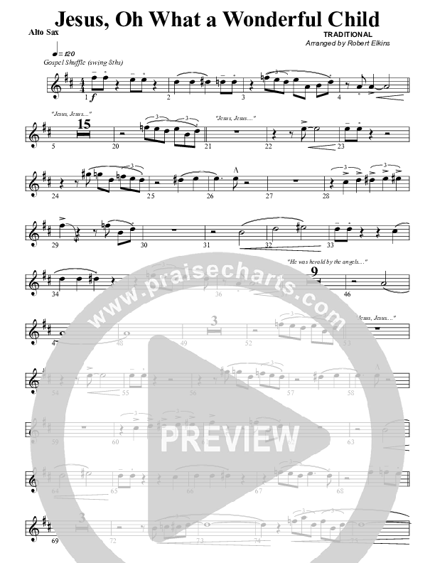 Jesus Oh What A Wonderful Child Alto Sax (G3 Worship)
