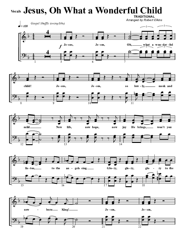 Jesus Oh What A Wonderful Child Choir Vocals (SATB) (G3 Worship)
