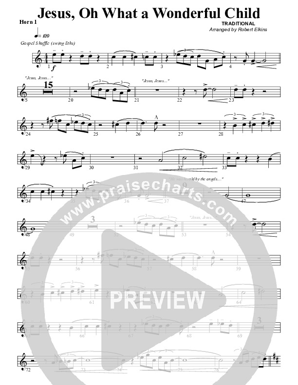 Jesus Oh What A Wonderful Child French Horn 1 (G3 Worship)