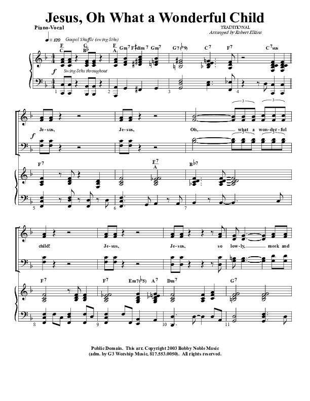 Jesus Oh What A Wonderful Child Piano/Vocal (G3 Worship)