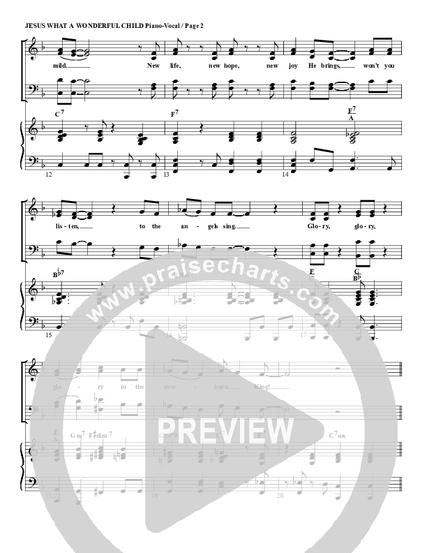Jesus Oh What A Wonderful Child Piano/Vocal (G3 Worship)