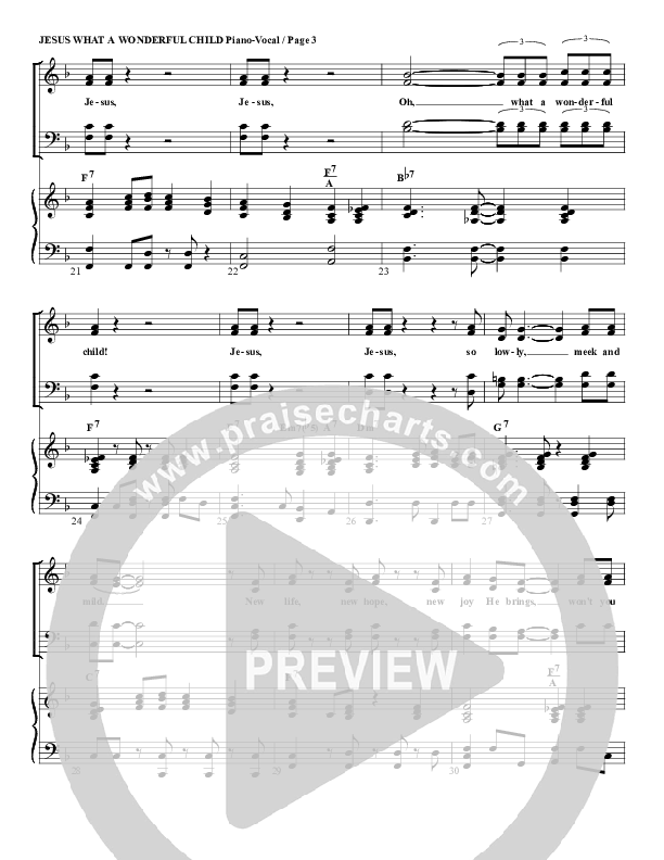 Jesus Oh What A Wonderful Child Piano/Vocal (G3 Worship)