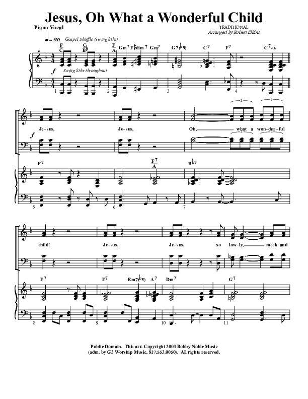 Jesus Oh What A Wonderful Child Piano/Vocal (SATB) (G3 Worship)