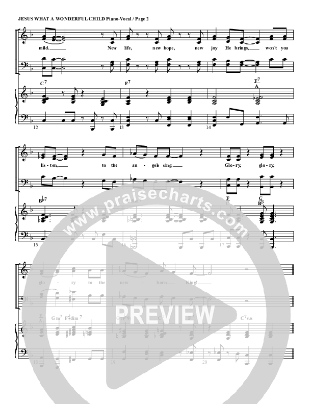 Jesus Oh What A Wonderful Child Piano/Vocal (SATB) (G3 Worship)