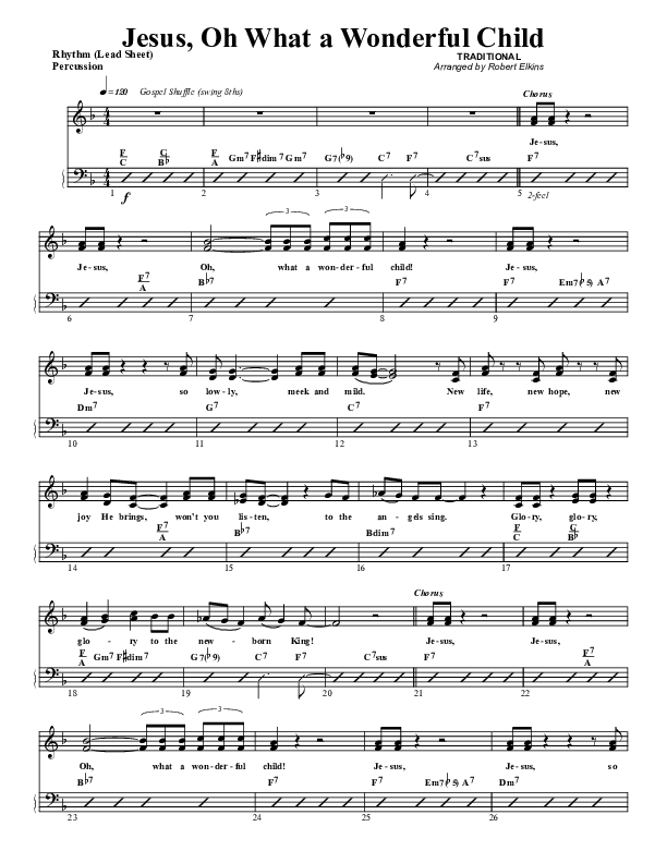 Jesus Oh What A Wonderful Child Rhythm Chart (G3 Worship)