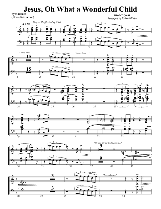 Jesus Oh What A Wonderful Child Synth Brass (G3 Worship)