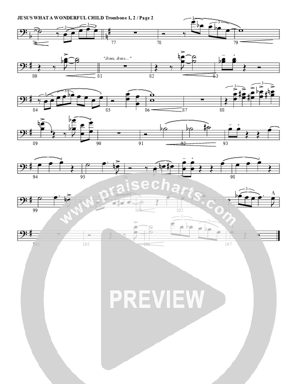Jesus Oh What A Wonderful Child Trombone 1/2 (G3 Worship)