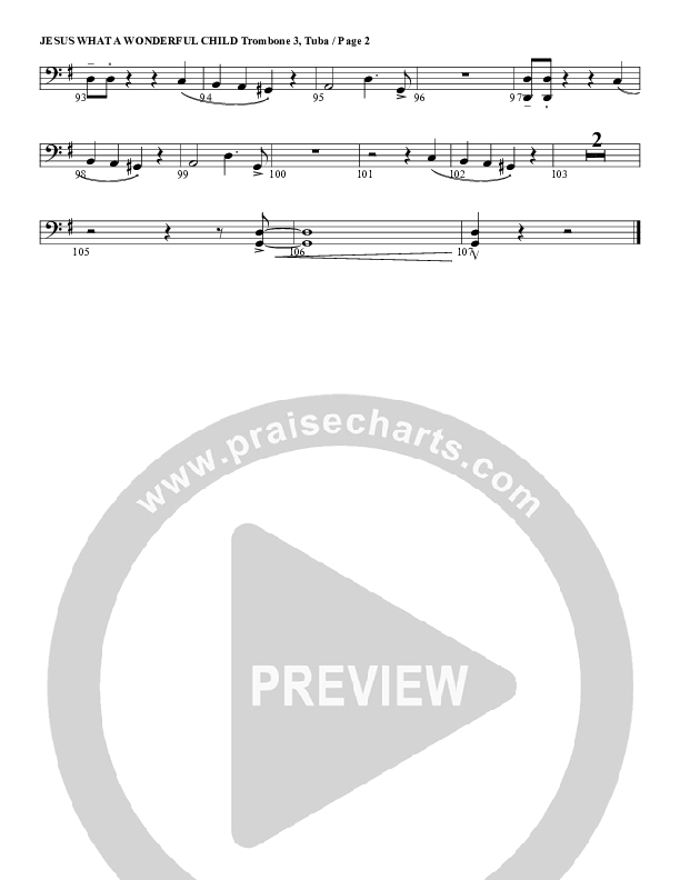 Jesus Oh What A Wonderful Child Trombone 3 (G3 Worship)
