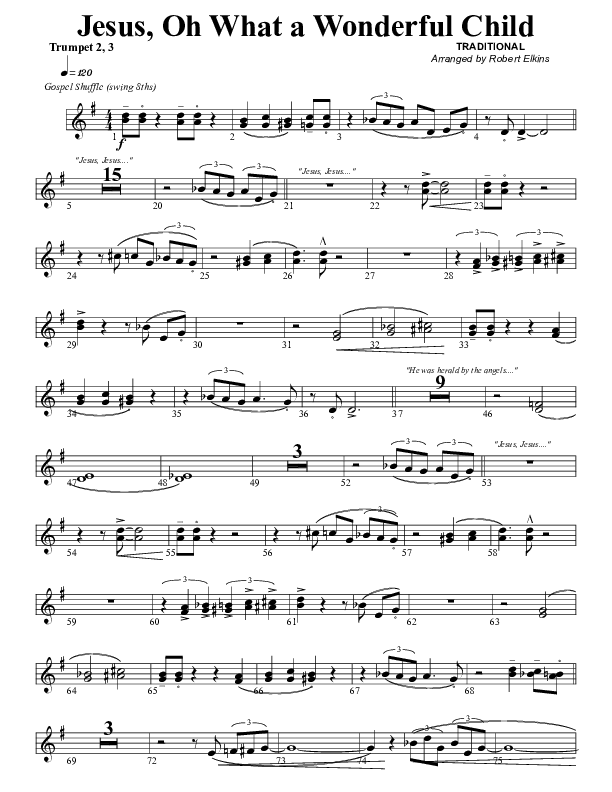 Jesus Oh What A Wonderful Child Trumpet 2/3 (G3 Worship)