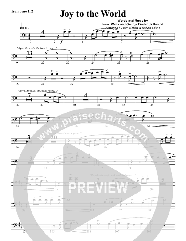Joy To The World Trombone 1/2 (G3 Worship)