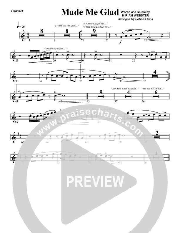 Made Me Glad Clarinet (G3 Worship)