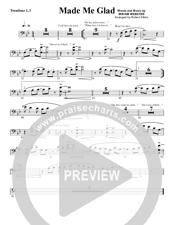 Made Me Glad Trombone 1/2 (G3 Worship)