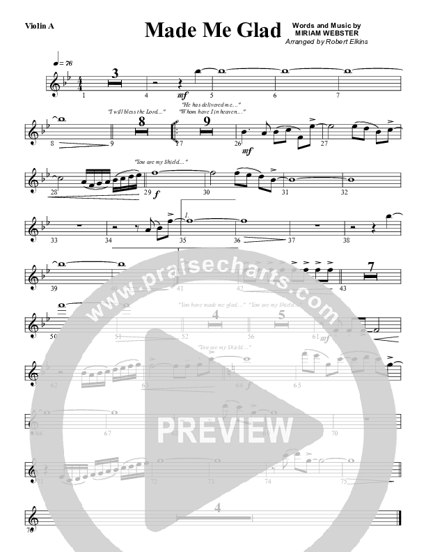 Made Me Glad Violin 1 (G3 Worship)