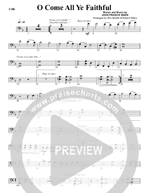 O Come All Ye Faithful Cello (G3 Worship)