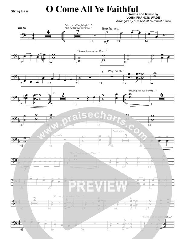 O Come All Ye Faithful Double Bass (G3 Worship)