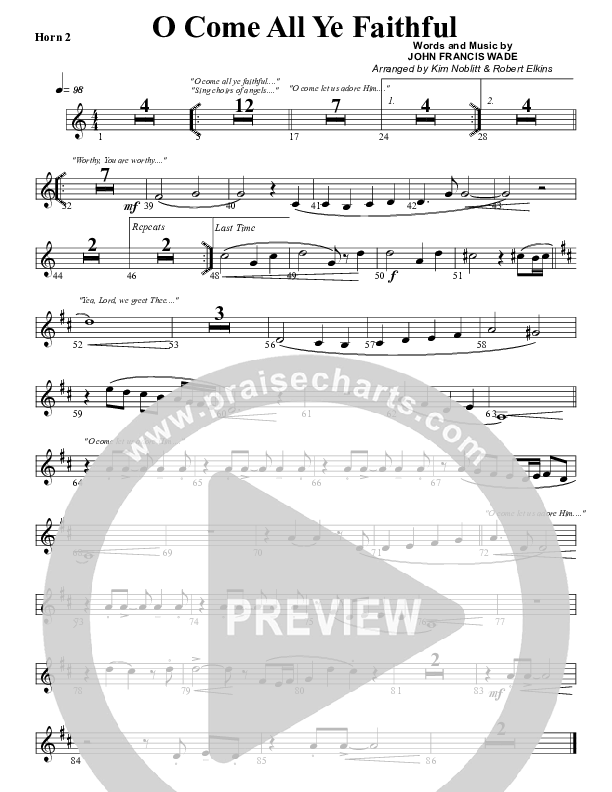 O Come All Ye Faithful French Horn 2 (G3 Worship)