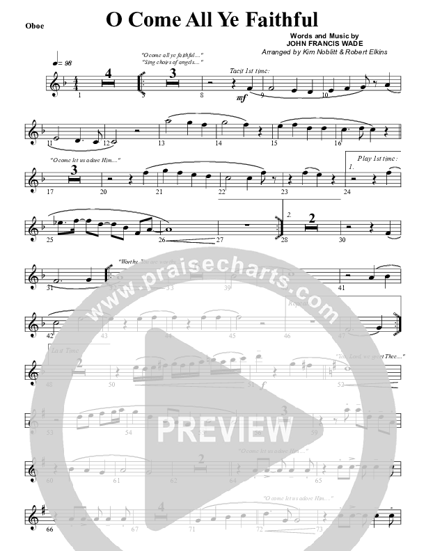 O Come All Ye Faithful Oboe (G3 Worship)