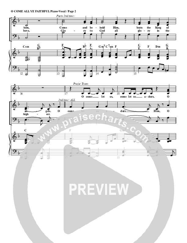 O Come All Ye Faithful Piano/Vocal & Lead (G3 Worship)