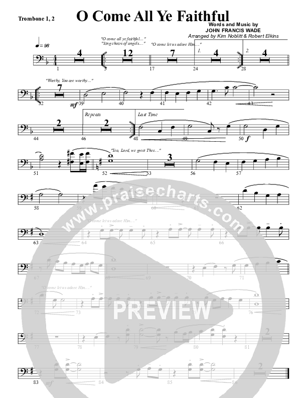 O Come All Ye Faithful Trombone 1/2 (G3 Worship)