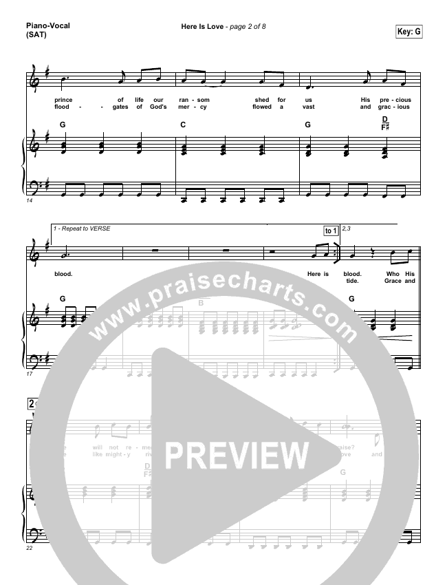 Here Is Love Sheet Music (Matt Redman / Passion) PraiseCharts