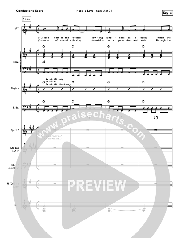 Here Is Love Conductor's Score (Matt Redman / Passion)