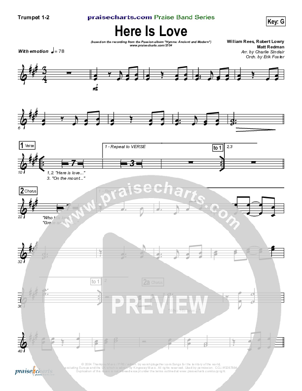 Here Is Love Trumpet 1,2 (Matt Redman / Passion)