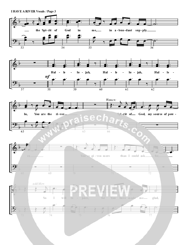 I Have A River Choir Sheet (G3 Worship)