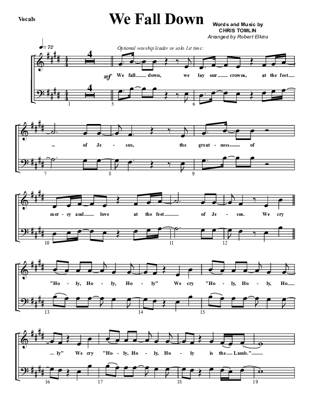 We Fall Down Lead Sheet (SAT) (G3 Worship)