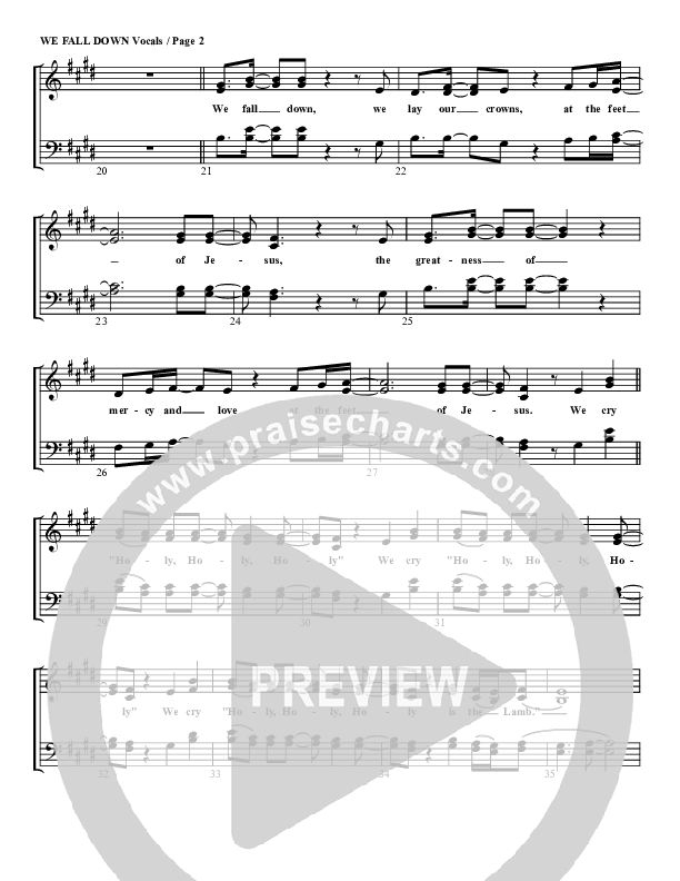 We Fall Down Lead Sheet (SAT) (G3 Worship)