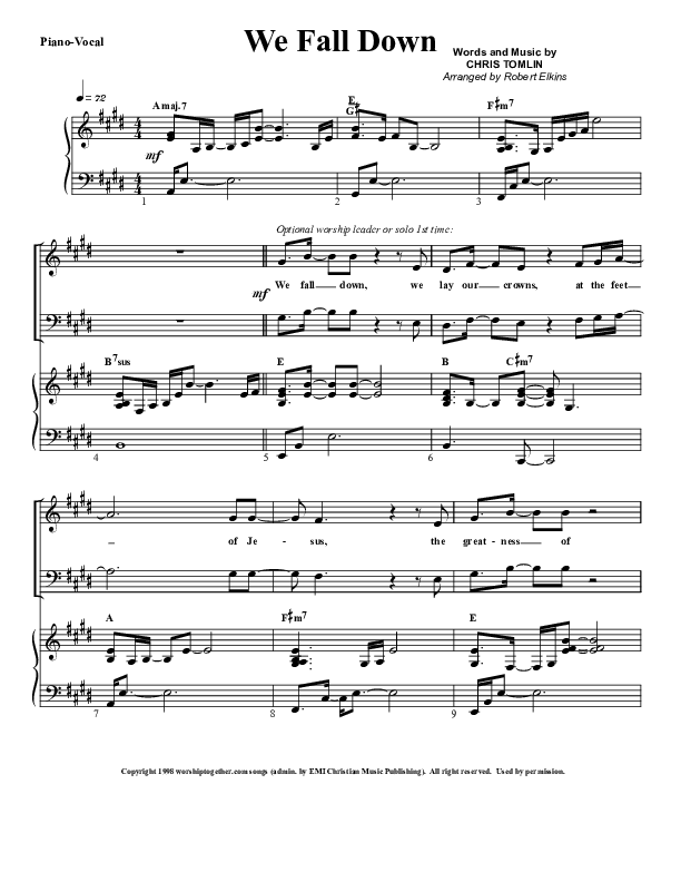 We Fall Down Piano/Vocal (G3 Worship)