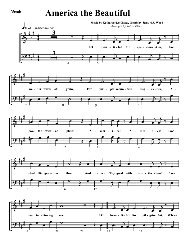 America The Beautiful Choir Sheet (G3 Worship)