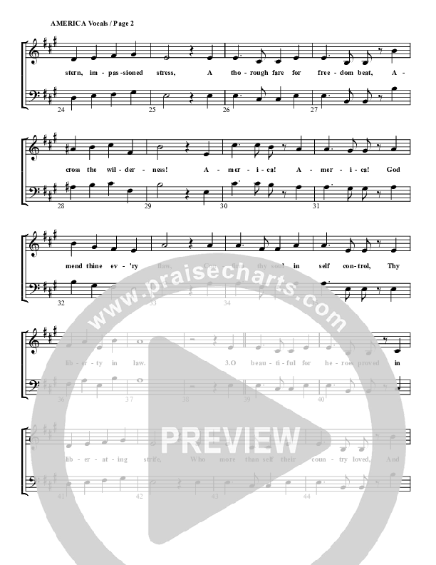 America The Beautiful Choir Sheet (G3 Worship)