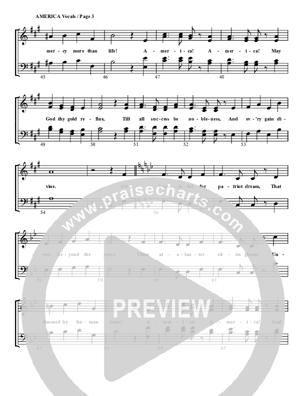 America The Beautiful Choir Sheet (G3 Worship)