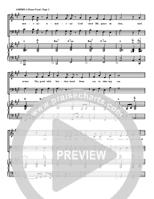 America The Beautiful Piano/Vocal (G3 Worship)