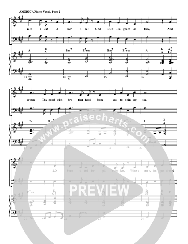 America The Beautiful Piano/Vocal (G3 Worship)