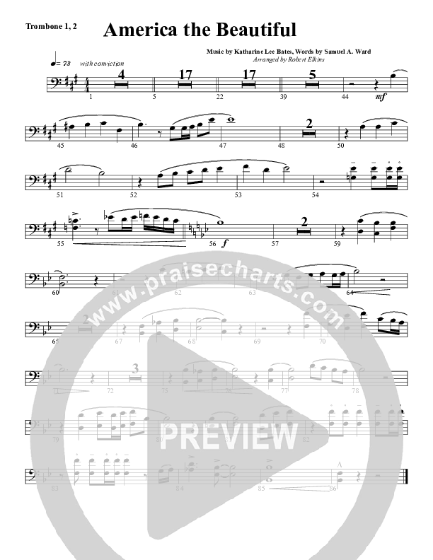 America The Beautiful Trombone 1/2 (G3 Worship)