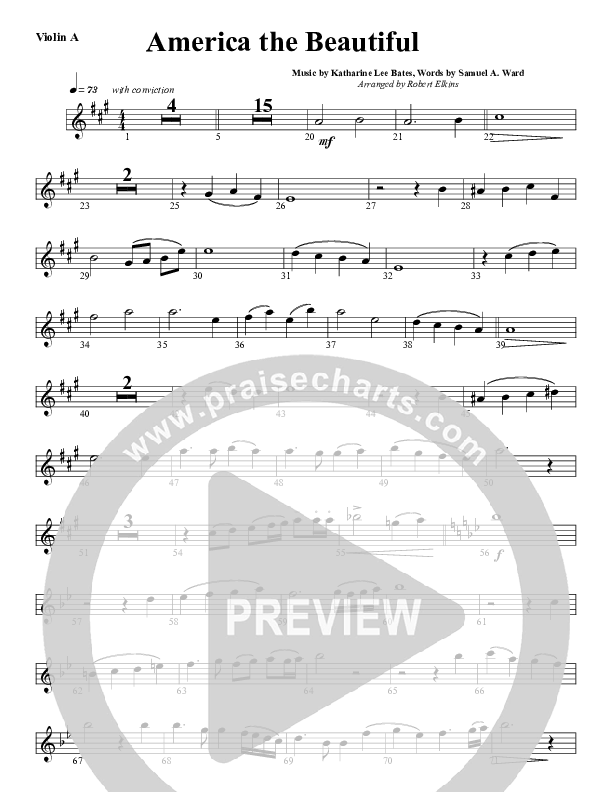 America The Beautiful Violin 1 (G3 Worship)