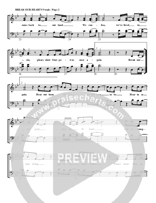 Break Our Hearts Choir Sheet (G3 Worship)