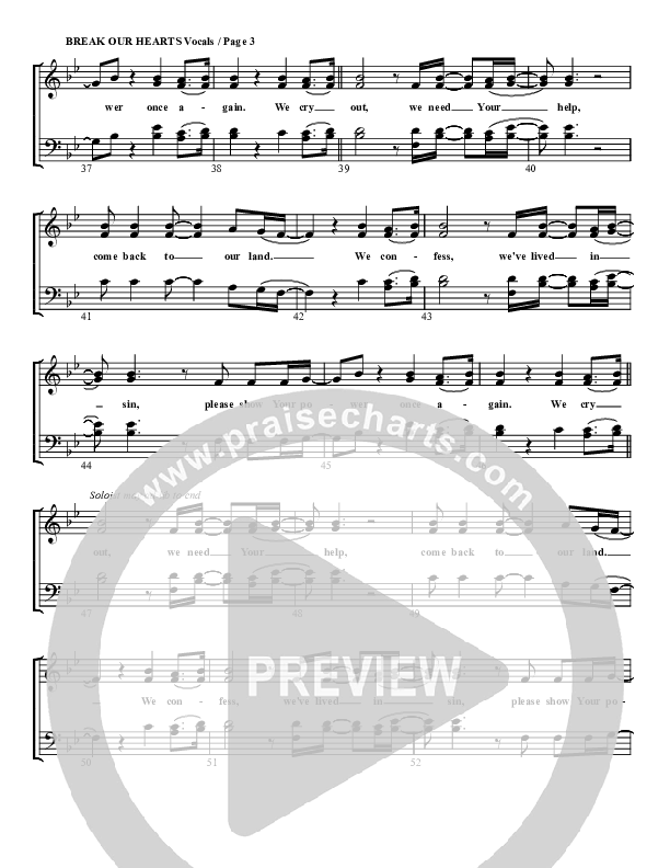 Break Our Hearts Choir Sheet (G3 Worship)