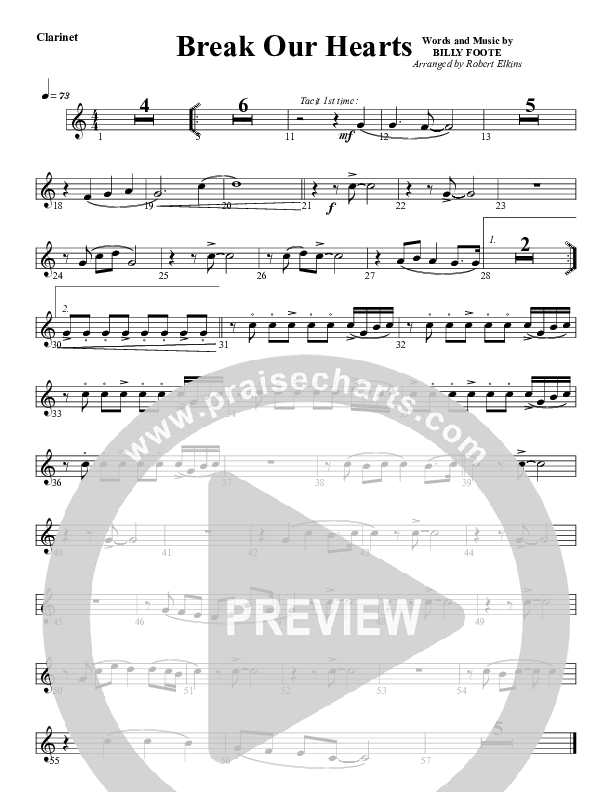 Break Our Hearts Clarinet (G3 Worship)