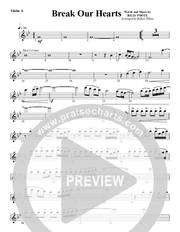 Break Our Hearts Violin 1 (G3 Worship)