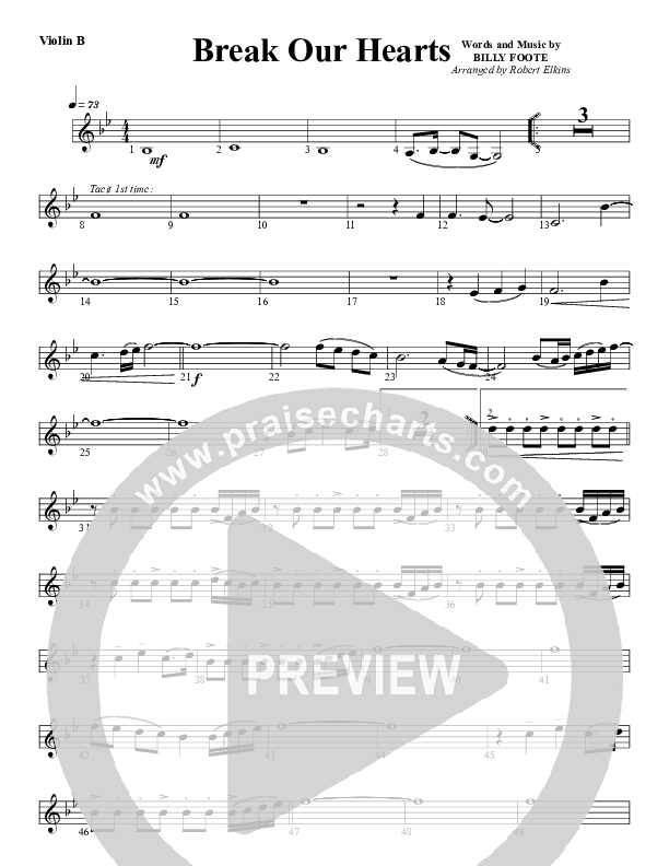 Break Our Hearts Violin 2 (G3 Worship)