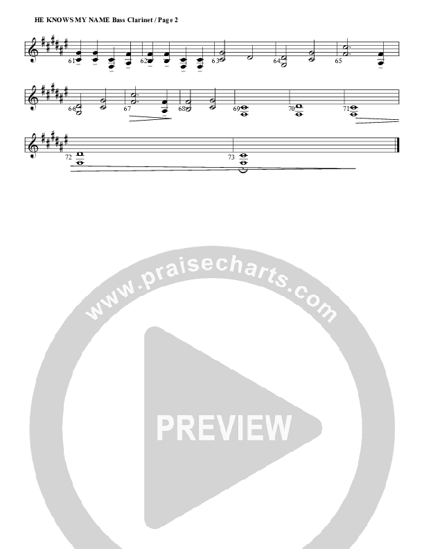 He Knows My Name Bass Clarinet (G3 Worship)