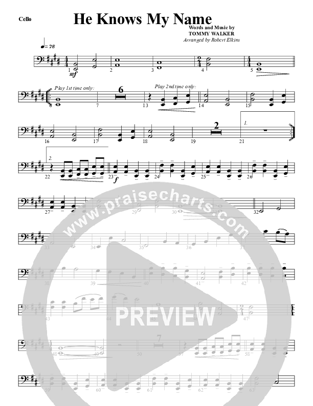 He Knows My Name Cello (G3 Worship)