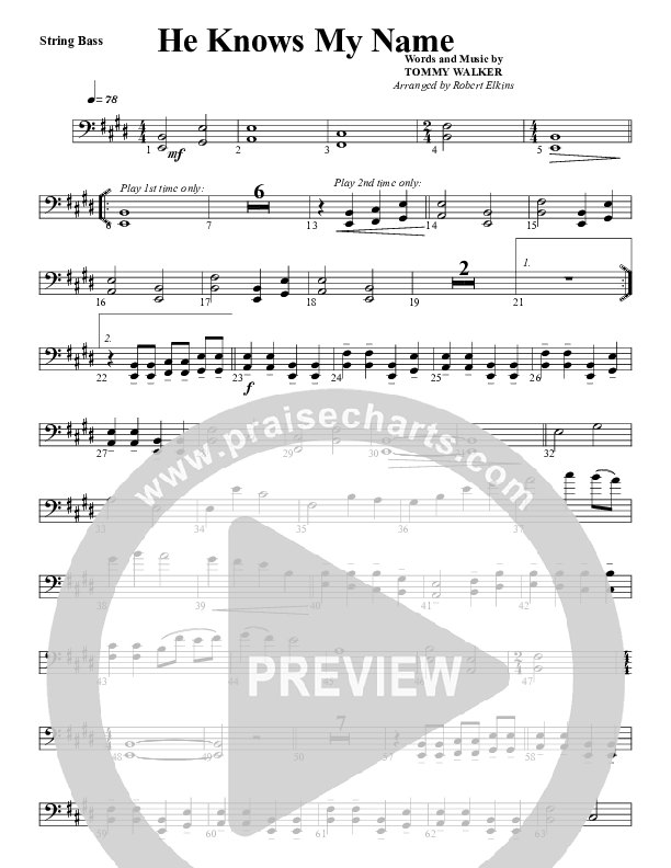 He Knows My Name Double Bass (G3 Worship)