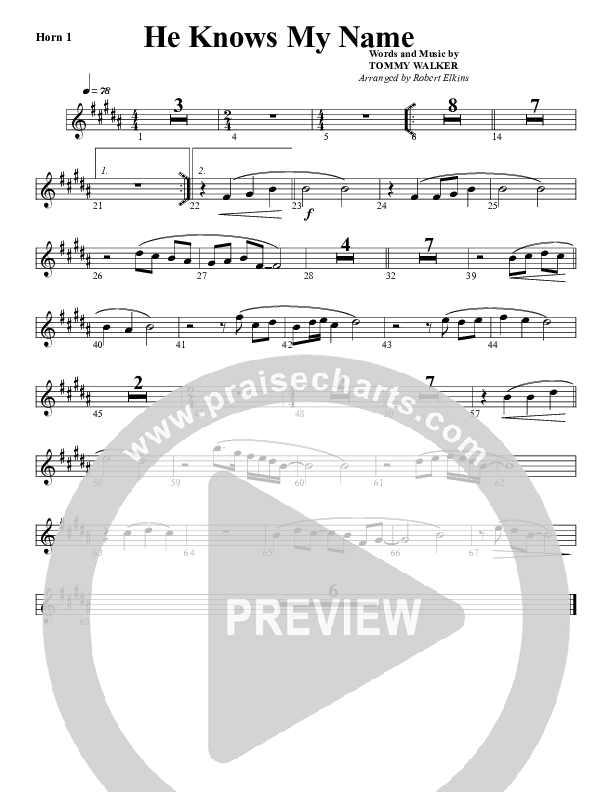 He Knows My Name French Horn (G3 Worship)